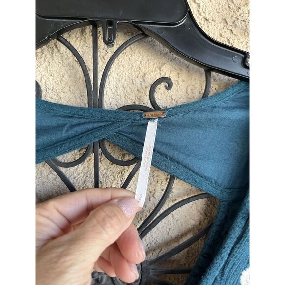 Free People Sweet Tennessee Boho Embroidered Dress - Size S- Teal Blue - Picture 9 of 12